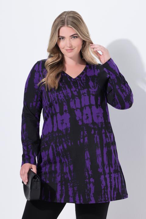 Produktbild Ulla Popken Longshirt, Farbverlauf, A-Linie, V-Ausschnitt, Langarm (46, 48)