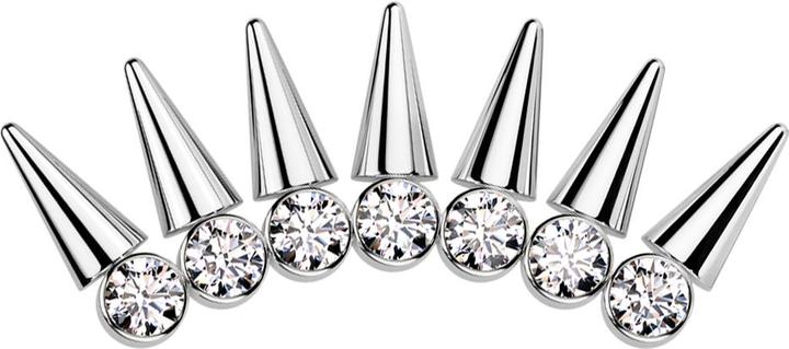 Actual product image Star Piercing Threadless silber sieben Kristalle silber mit Cones (without brass, Titanium)
