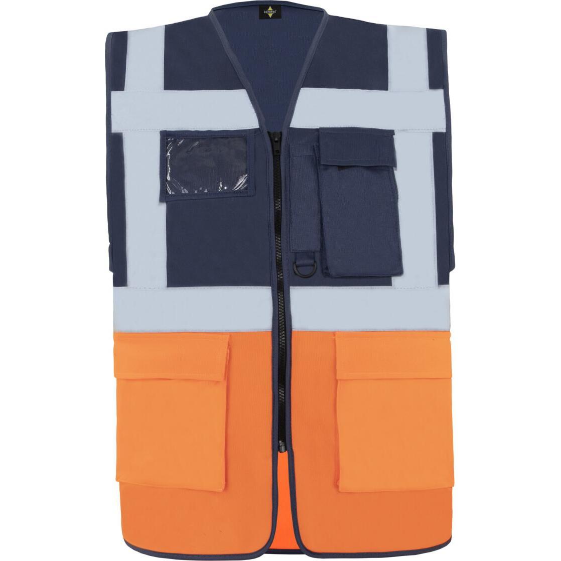 Korntex, Warnweste + Warnshirt, Warnweste Multifunktional Hamburg M.Blau/Orange mit 360° Sicherheit L EN ISO 17353  KXCM...