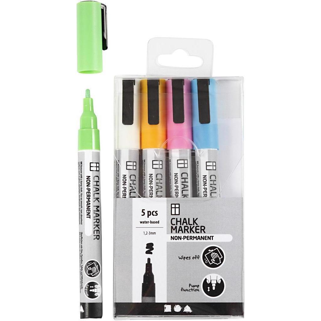 Creativ Company, Marker, Kreide-Marker (Mehrfarbig, 3 mm, 5 x)