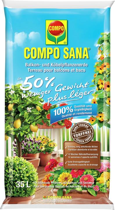 Compo SANA "Die Leichte" Balkon- und Kübelpflanzenerde - torffrei (35 l, Erde ohne Torf)