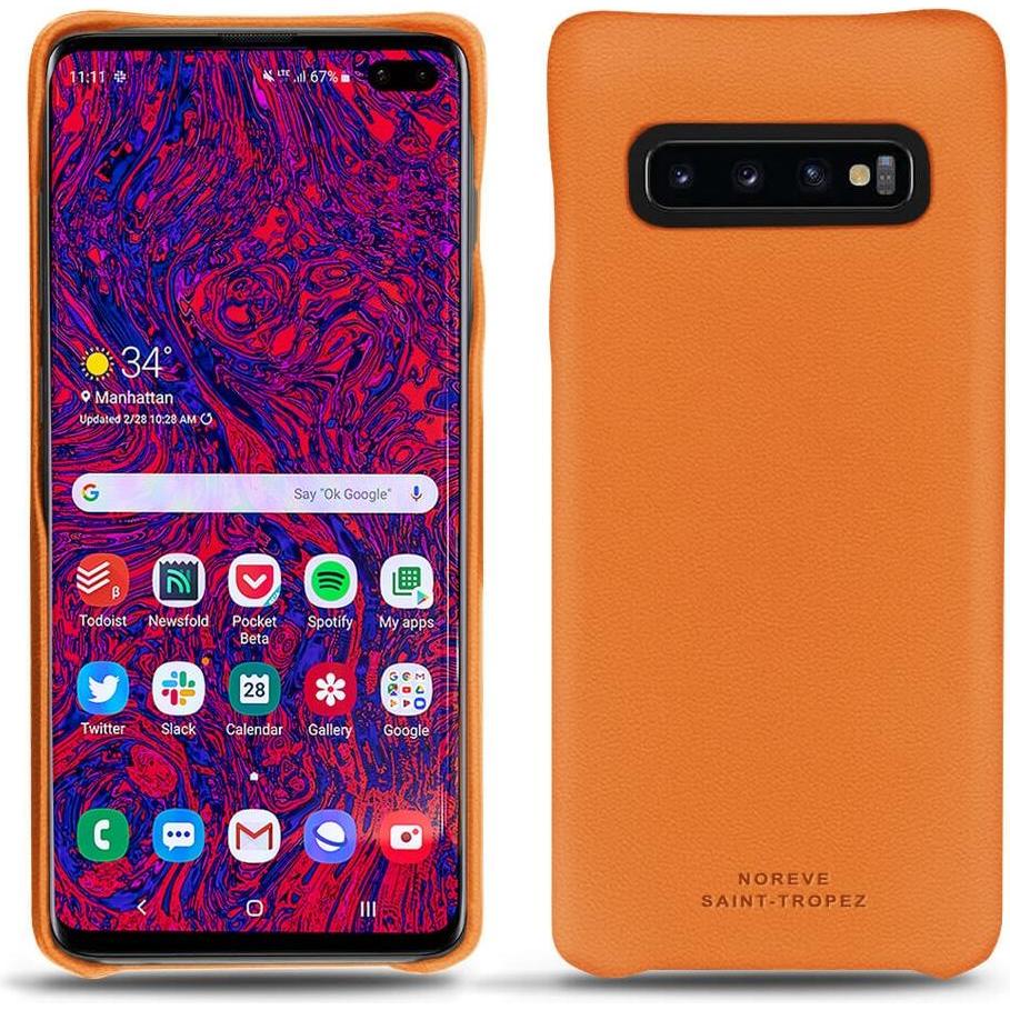 Noreve Lederschutzhülle (Samsung Galaxy S10+), Smartphone Hülle, Orange