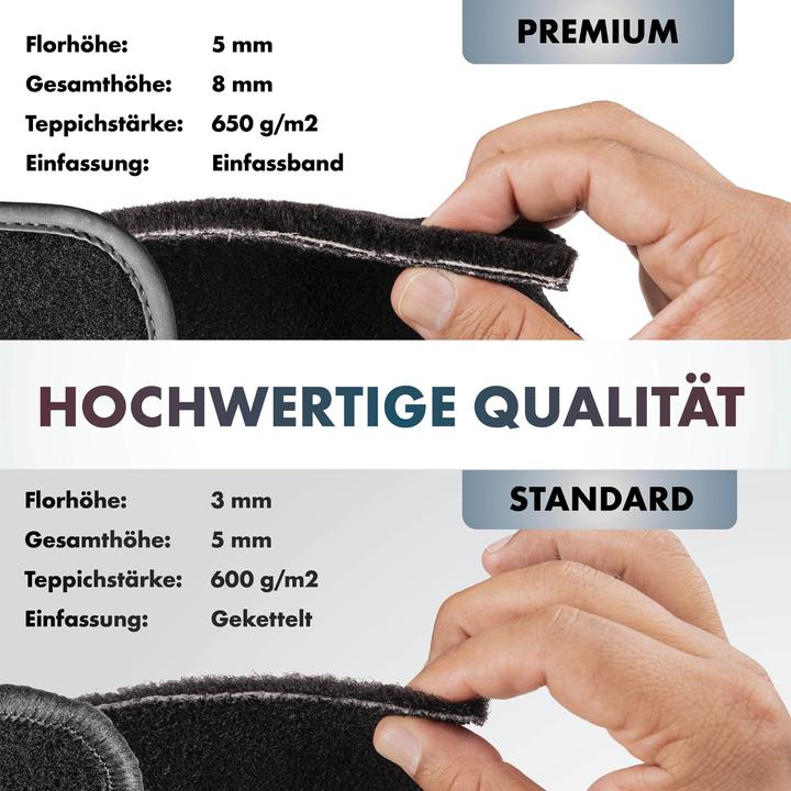 Produktbild Walser Premium Fussmatten für Chevrolet Matiz 2 BJ 2001 - 05/2005 (2 Vordermatten + 2 Rückmatten)