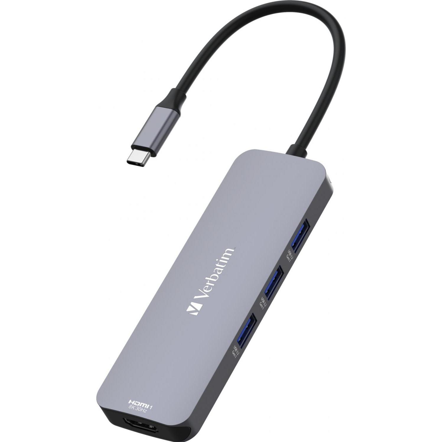 Thumbnail - Verbatim CMH-08 (USB-C, 8 Ports), Dockingstation + USB Hub, Grau