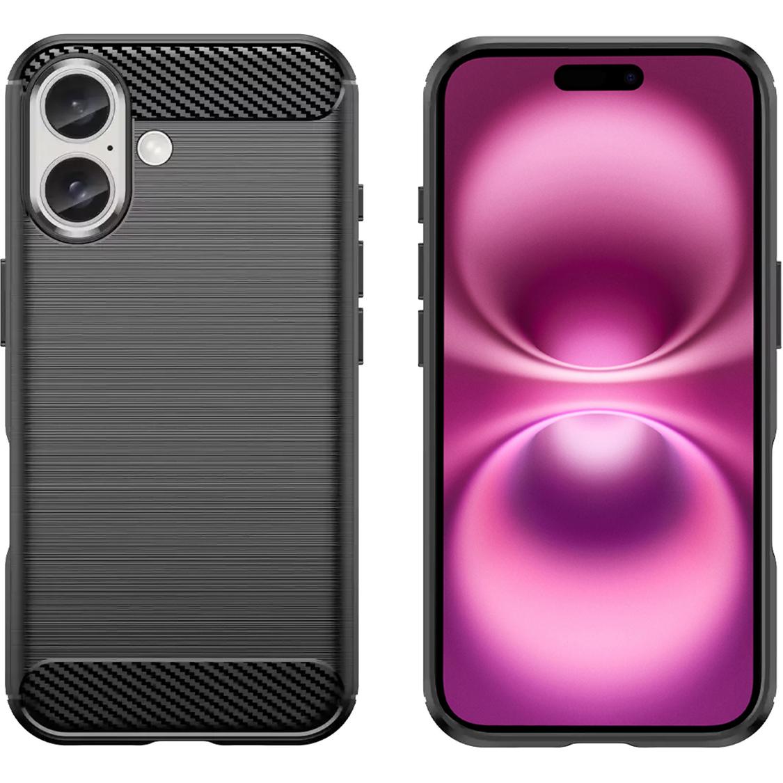 Insmat Backcover Carbon steel Iphone 16 (Apple iPhone 16), Smartphone Hülle, Schwarz