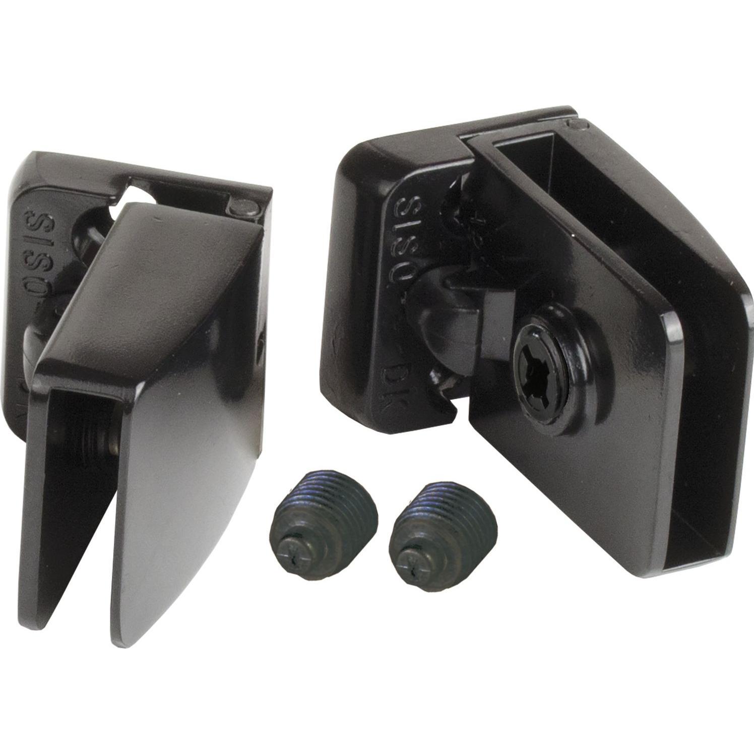 Siso, Möbelausstattung, Glastürscharnier Square Set, Glas 4-6 mm 43x30 mm, Zink schwarz (1 Stk.)
