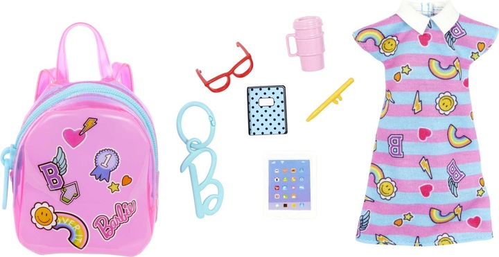 Produktbild Barbie Fashion Kleidung und Deluxe-Tasche mit Zubehör im Thekendisplay