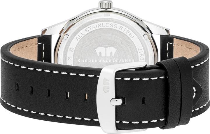 Produktbild Herren Quarzuhr Vintage Echtleder schwarz - 16418 (Chronograph, 42.90 mm)