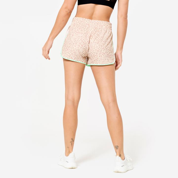 Produktbild Domyos Shorts kurz leicht - beige/grün Leo-Print (XS)