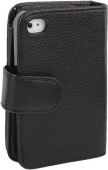 Produktbild König Design Schutzhülle Handytasche (Flip Quer) für Handy Apple iPhone 4 & 4S Portemonnaie schwarz (Apple iPhone 4, LG G4s)