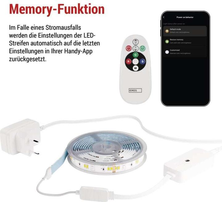 Actual product image Emos GoSmart LED-Streifen WiFi 2m, 11W, 750lm, RGB/CCT (Warm white, 200 cm, Indoor)