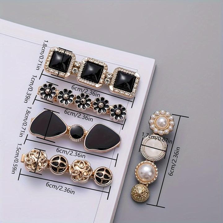 Actual product image Activity Board 5pcs Elegante Haar Seite Clips Faux Perle Dekorative Haar Pony Clips Strass Pony Clips Trendy (5 pcs.)