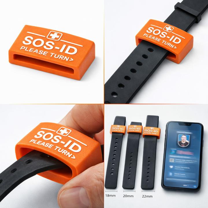 Actual product image L+D SOS ID wrist strap red