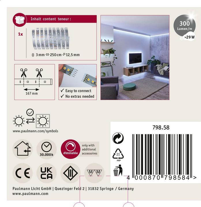 Image du produit Paulmann MaxLED 250 Stripe (Lumière du jour, 250 cm, Intérieur)