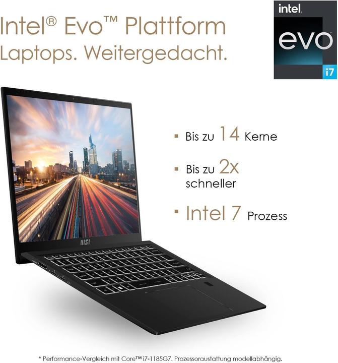 Produktbild MSI Summit E14 Evo A12M-050 14"FHD+ i7-1280P Iris Xe 16GB RAM 1TB SSD W11H (14", 1000 GB, 16 GB, DE, Intel Core i7-1280P)