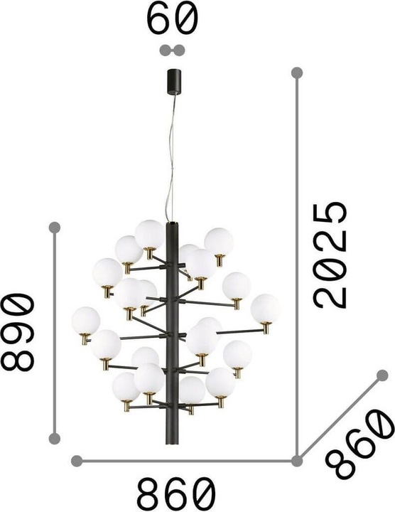 Immagine prodotto Ideal lux COPERNICO G9 lampada a sospensione 20x ⌀860mm dimmerabile nero bianco caldo 197333 (G9, 370 lm)