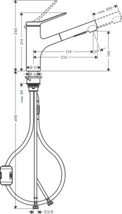 Actual product image hansgrohe HG Einhebel-Spültischmischer Zesis M33 150, Ausziehbrause, 2 jet mattschwarz