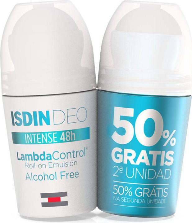 Actual product image Isdin Lambda Control Intense Deodorant for 48 Hours - Pack of 2 (Roll-on, 50 ml)