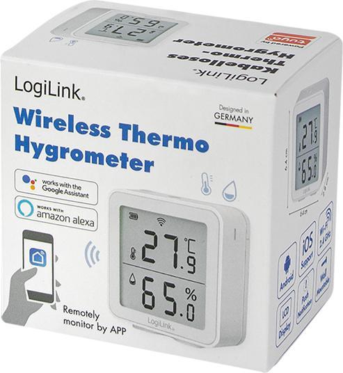 Productafbeelding LogiLink Thermo-hygro-meter, witte Wi-Fi bewaking op afstand via Smart Life App (gratis), - 1 pc.