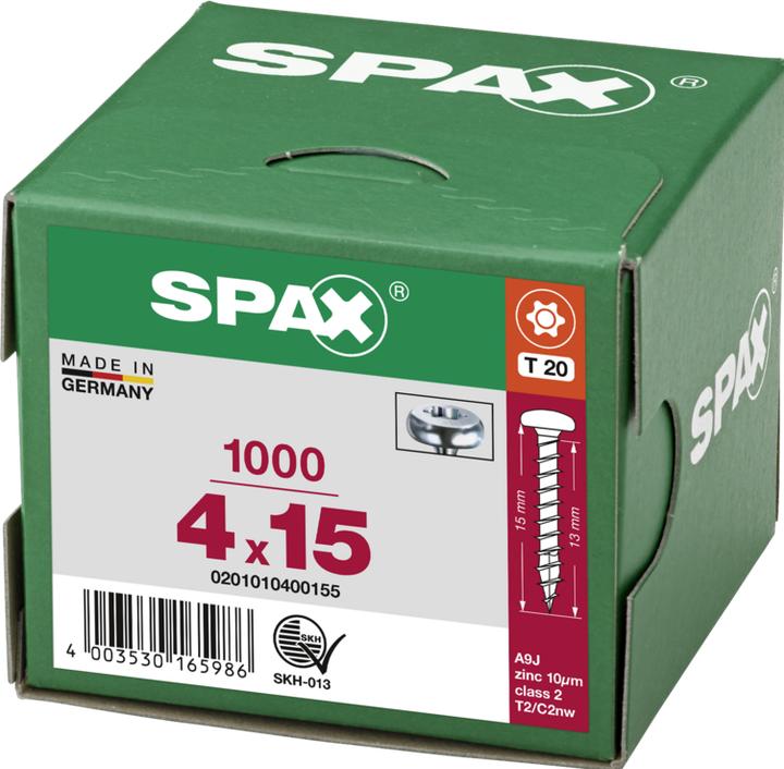 Actual product image Spax Half-Round Head T-Star Plus T20 Fully Threaded Wirox (1000 Screws per piece)