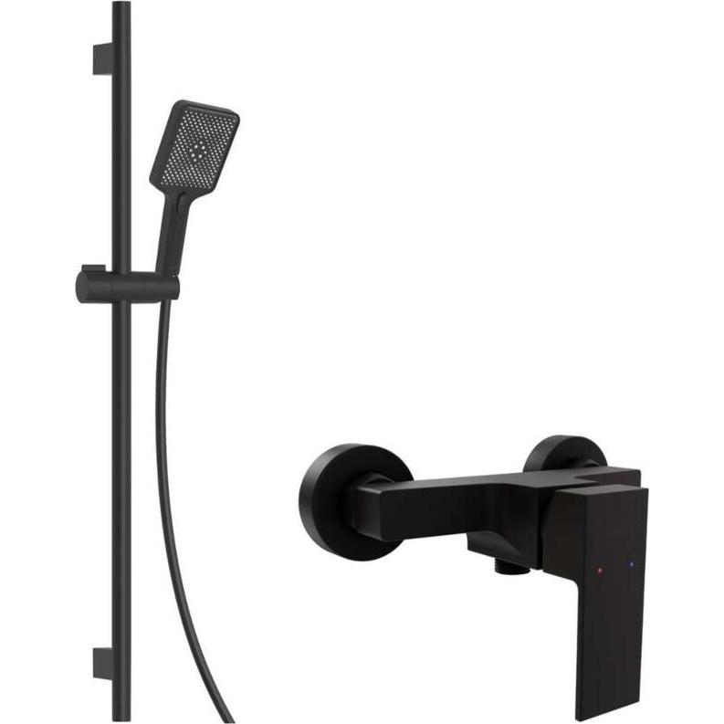 Kielle, Sistema doccia, arkas i - doucheset met kraan, stang, slang en douchekop, mat zwart