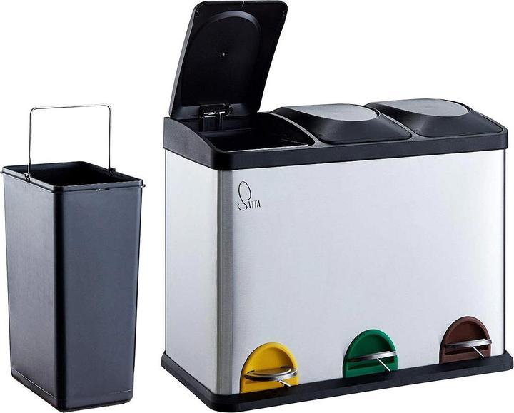 Actual product image Svita TC3X15 Pedal bin silver (45 l)