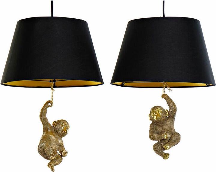 Actual product image DKD Home Decor Ceiling lamp Golden resin 220 V 50 W monkey (35.5 x 35.5 x 51 cm) (2 pcs) (E27)