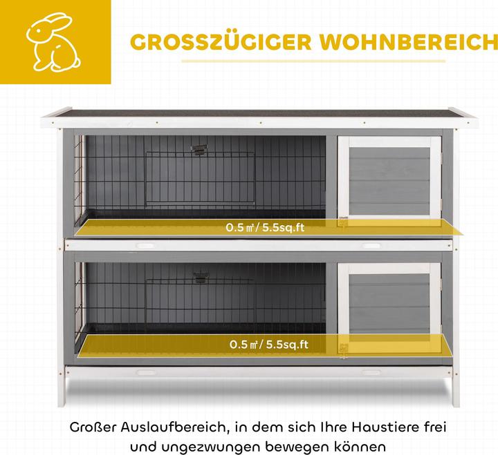 Image du produit PawHut Kaninchenstall Tannenholz Grau
