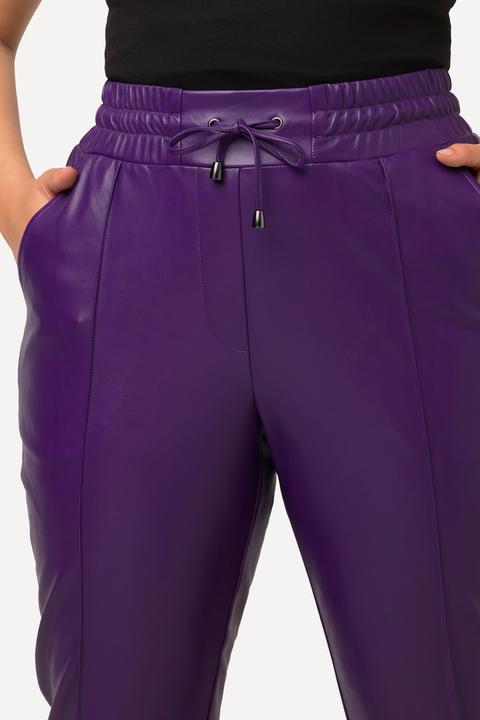 Produktbild Ulla Popken 7/8-Hose, Lederoptik, Biesen, Elastikbund (48)