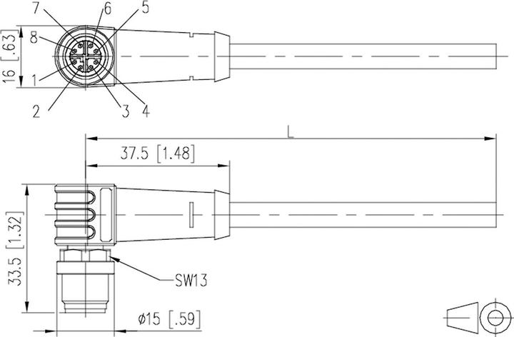 Image du produit Metz Câble de raccordement M12 connecteur 8 pôles codé en X coudé 2m (S/FTP, CAT6a, 2 m)
