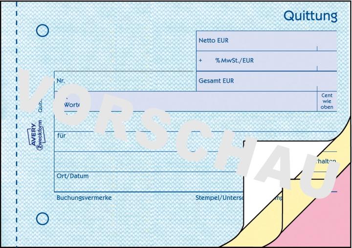 Actual product image Avery Receipt VAT shown separately (40x)