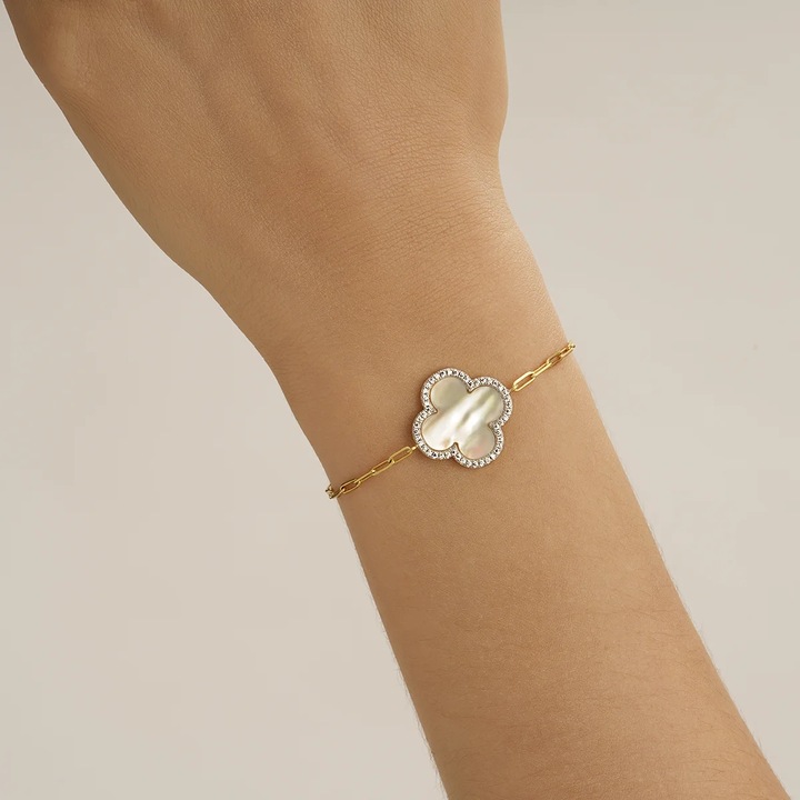 Produktbild Charles Garnier Armband aus vergoldetem Silber, Perlmutt, Zirkonoxid (21 cm, 925er Silber)