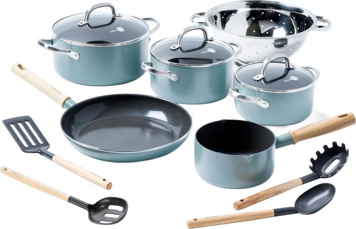 Greenpan Mayflower ceramic puncture kit (28 cm, Pan set + pot set, Aluminium)