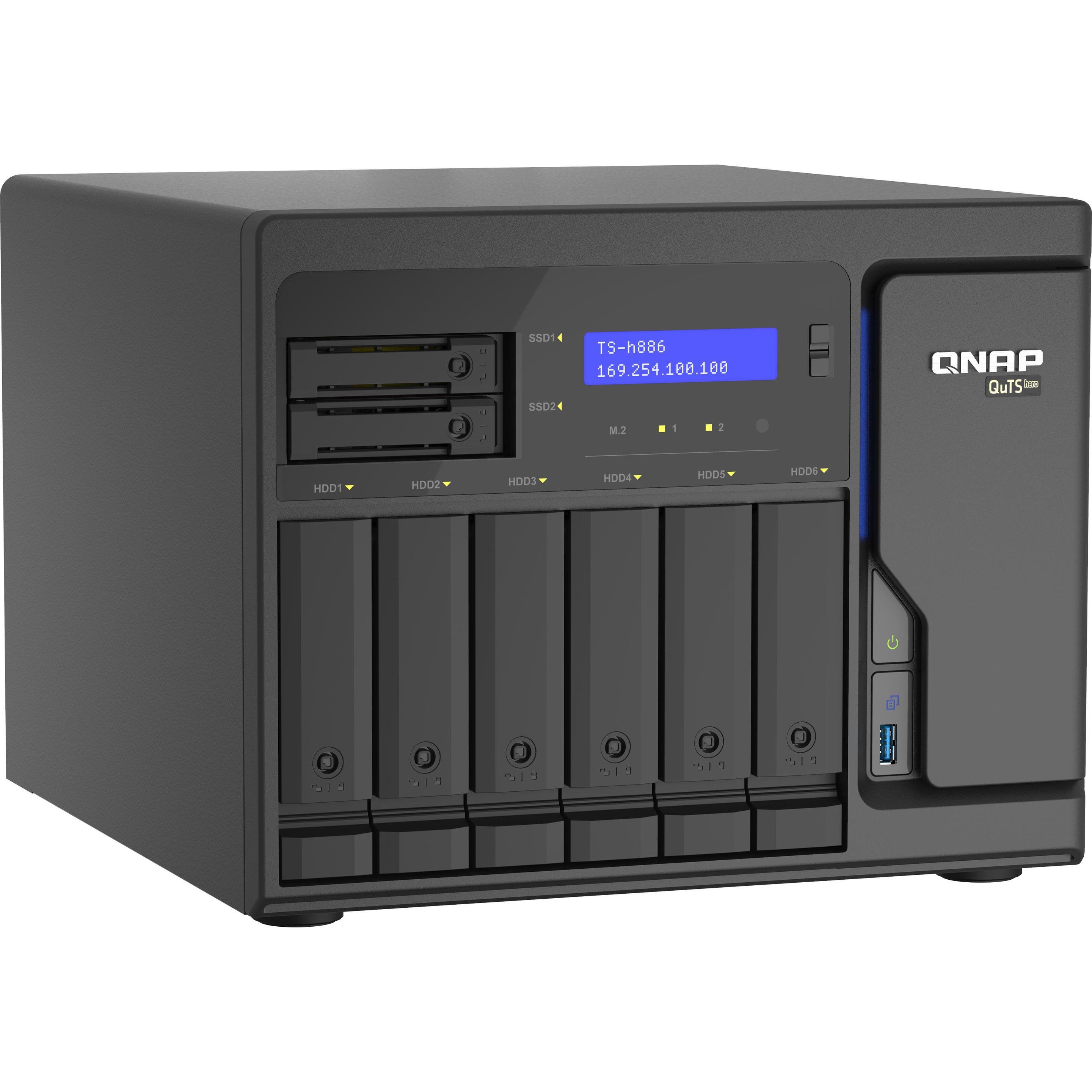 QNAP TS-h886-D1602-8G (0 TB), NAS, Schwarz