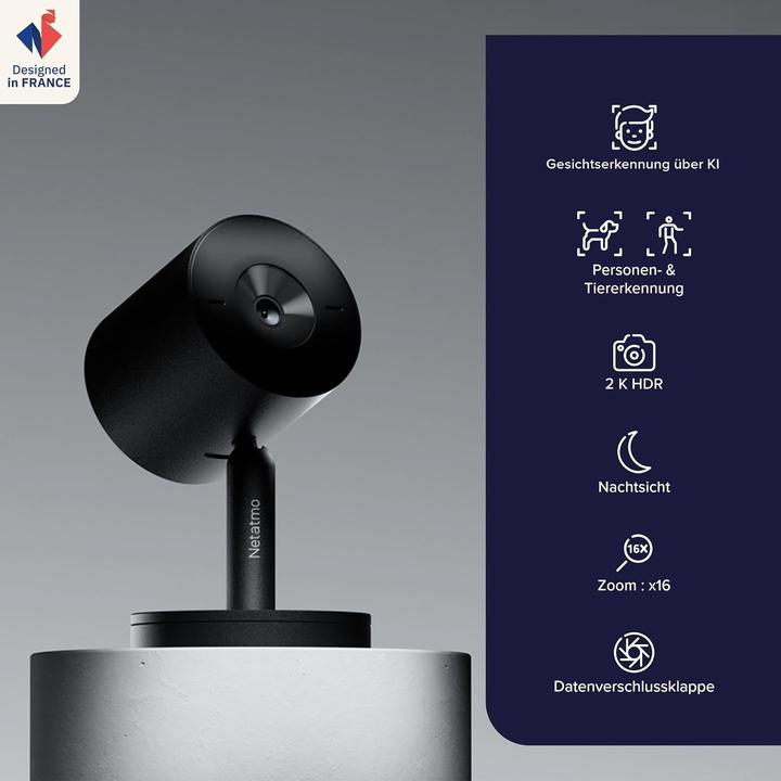 Image du produit Netatmo Slimme Innenkamera mit KI-Gesichtserkennung, 2K HDR, 130° Weitwinkel, Nachtsicht