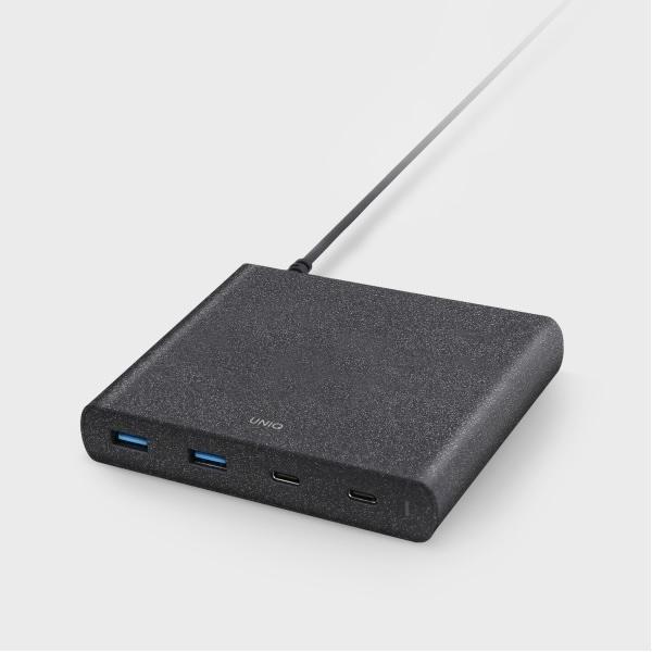 Uniq Ład. siec. HUB Surge 90W Juoda/Charcoal Juodas 2xUSB Quick Charge 3.0 + 2xUSB-C PD 3.0 (LITHOS (90 W), Caricatore USB, Nero