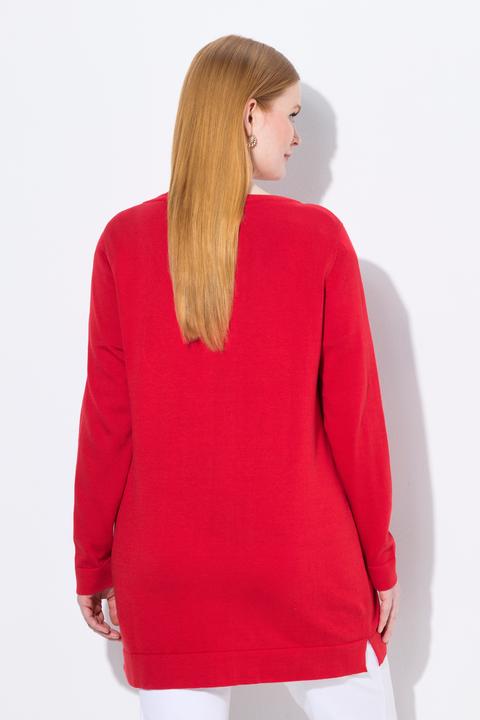 Produktbild Ulla Popken Long-Strickjacke, V-Ausschnitt, Langarm, Pima Cotton (58)