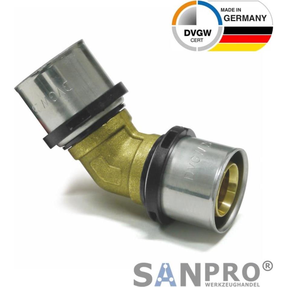 Sanpro, Rohrverbindungstechnik, THPRESS Pressfitting 45° Winkel - Bogen TH Kontur 32x3 - 32x3 (Pressverbindung)