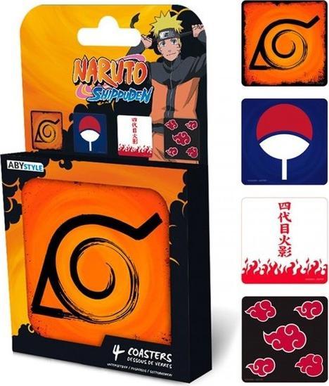 Actual product image ABYstyle NARUTO SHIPPUDEN - Set of 4 Coasters Emblems (4 x, Glass coaster)