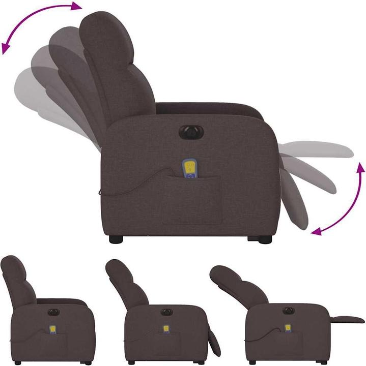 Immagine prodotto VidaXL Poltrona massaggiante elettrica con ausilio per la risalita in tessuto marrone scuro