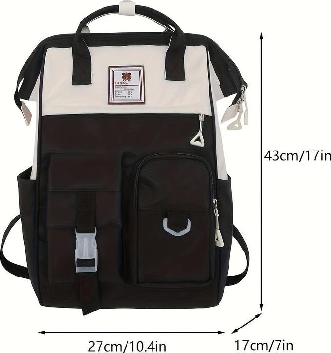 Actual product image Only-Bags.Store Style school backpack, large capacity colorblock daily use school backpack