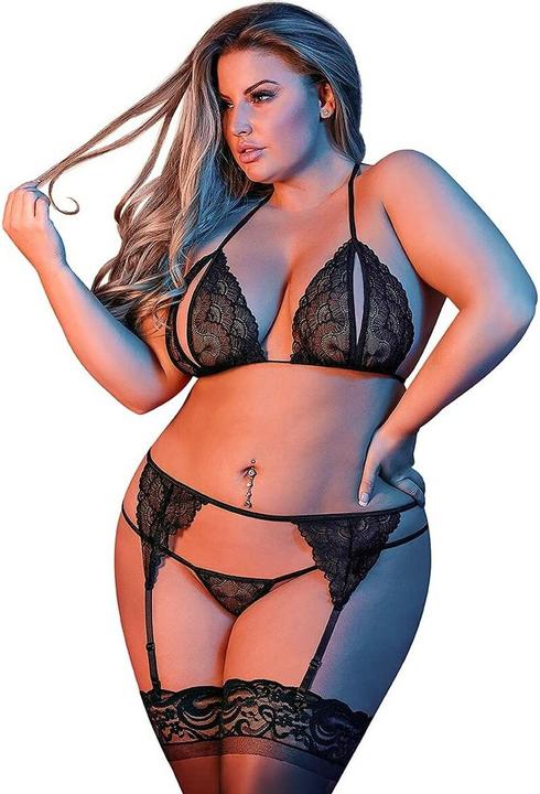 Actual product image Magic Silk Peek-a-Boo Bra, Garter & G-Set (XL)