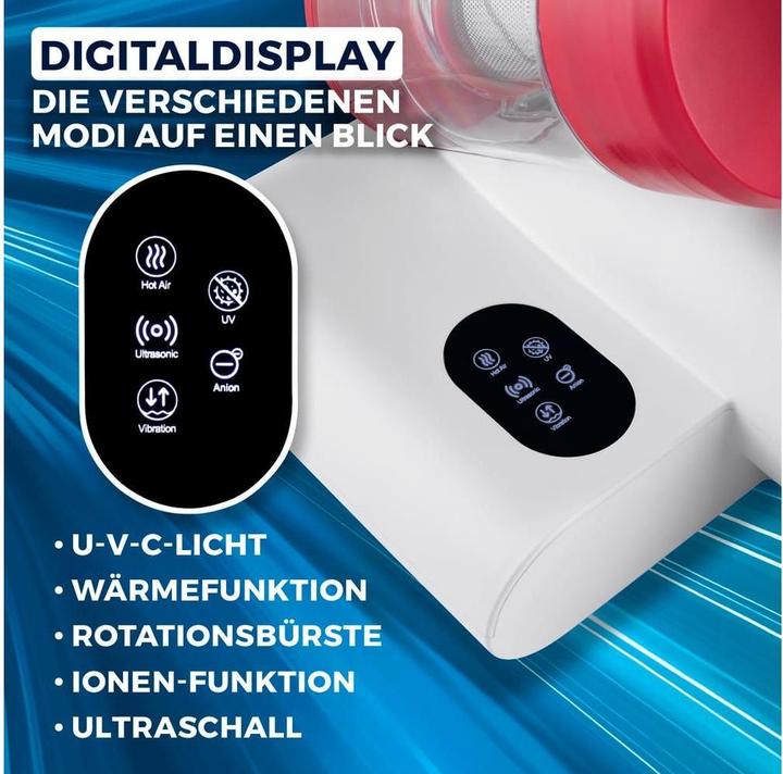 Produktbild CleanMaxx Milben-Handstaubsauger 400W, Weiss/Rot + CH-Stecker