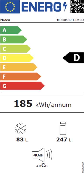 Energie-Label Comfee Comb Midea Totnofrost 330l D Inv Inox (330 l)