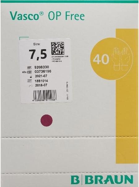 Produktbild B.Braun OP Free Handschuh Latexfrei Grösse 7.5 (40 Paar) (7.5)