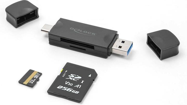 Immagine prodotto Delock Card Reader USB 5 Gbps USB Type-C / Typ-A fÃ¼r SD und Micro SD Speicherkarten schwarz (USB-C)