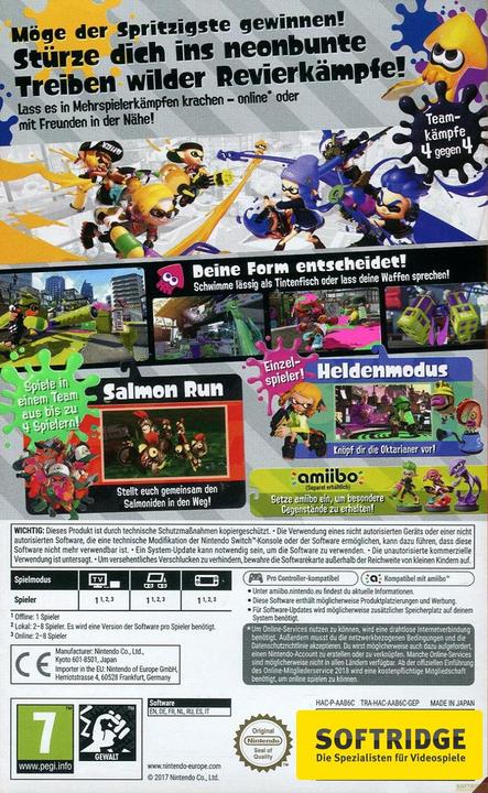 Actual product image Nintendo Splatoon 2 (Switch, DE, EN, IT, FR)