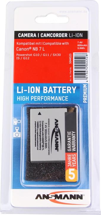Actual product image Ansmann Canon NB-7L Battery (Camera battery)