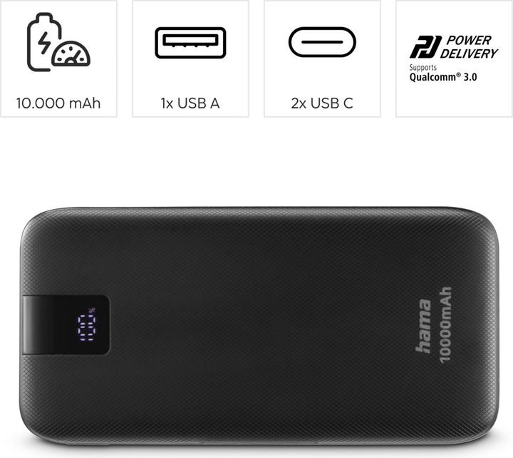 Actual product image Hama PD 10 (10000 mAh, 20 W, 37 Wh)