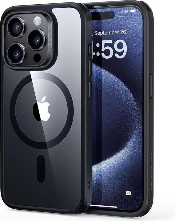 Cover Per IPhone 15 Pro Max, Custodia In Silicone Nero Ultra-sottile E Leggera, Con Retro Effetto Carbonio E Protezione Fotocamera